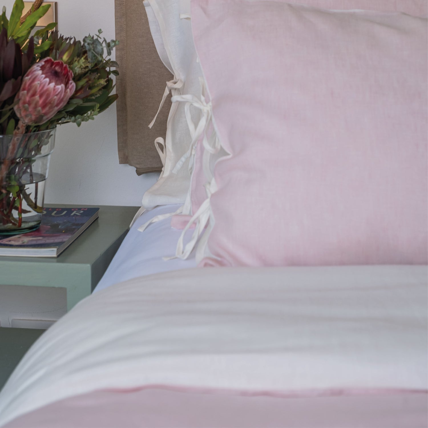 Set Cubre Plumón Lino Reversible Rosado