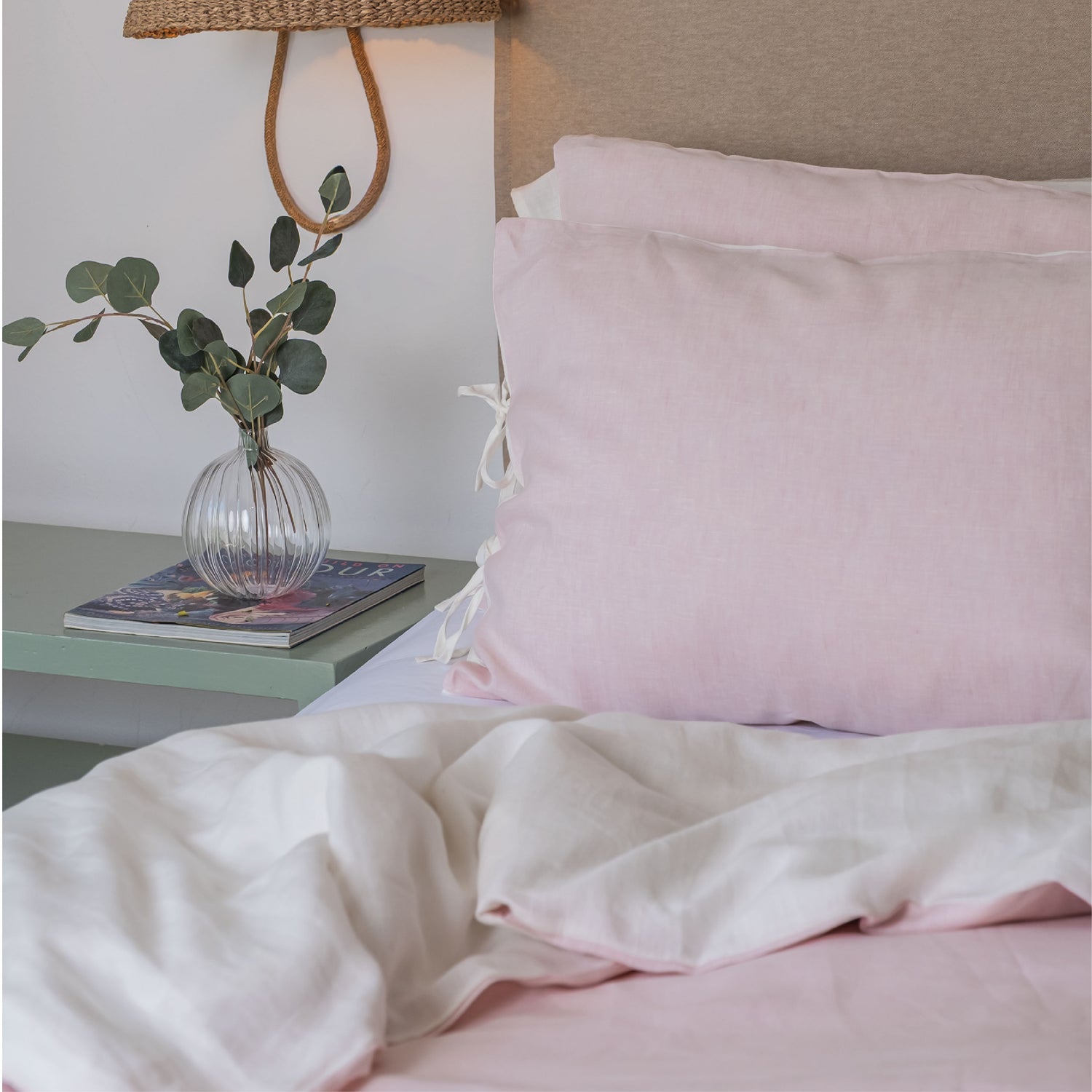 Set Cubre Plumón Lino Reversible Rosado
