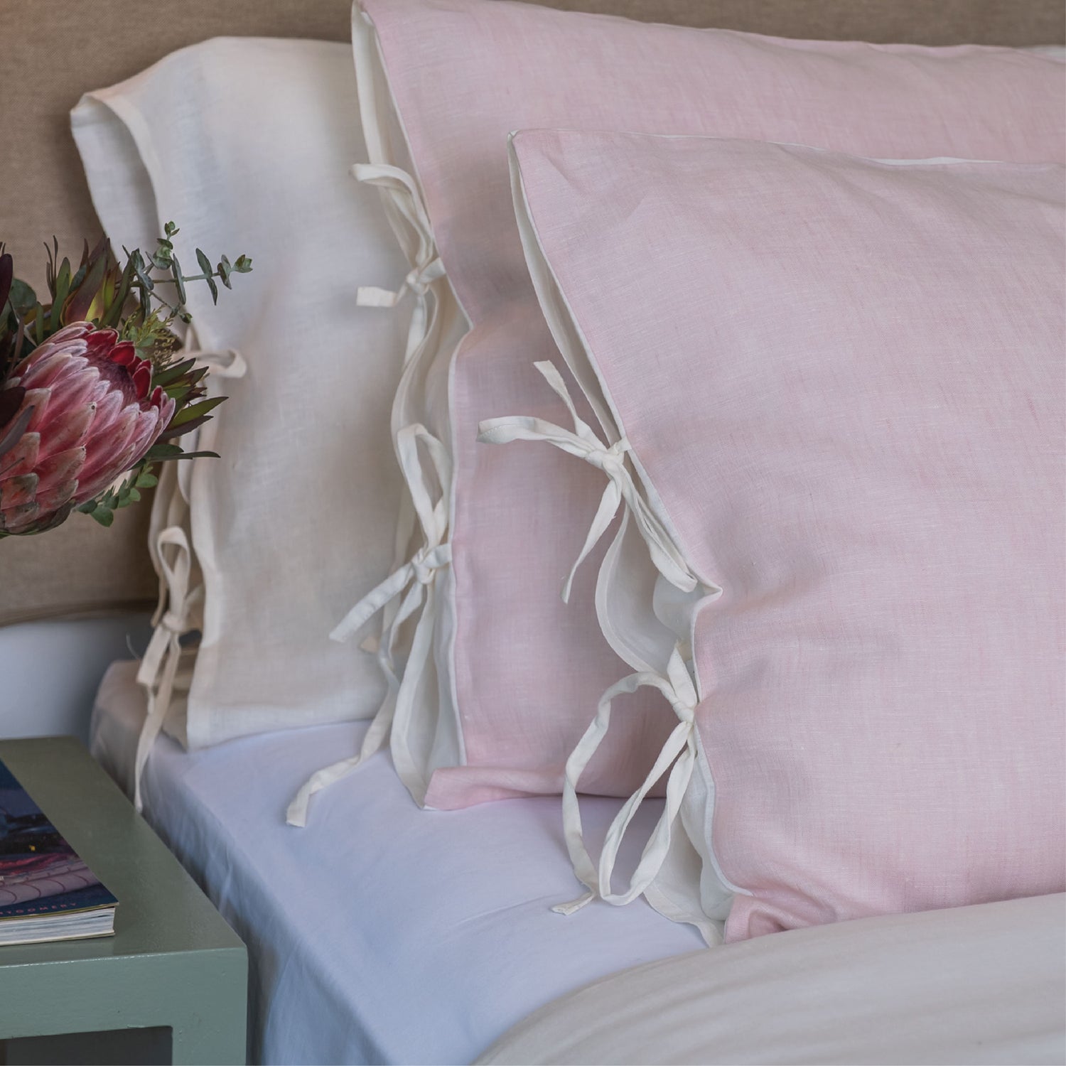 Set Cubre Plumón Lino Reversible Rosado